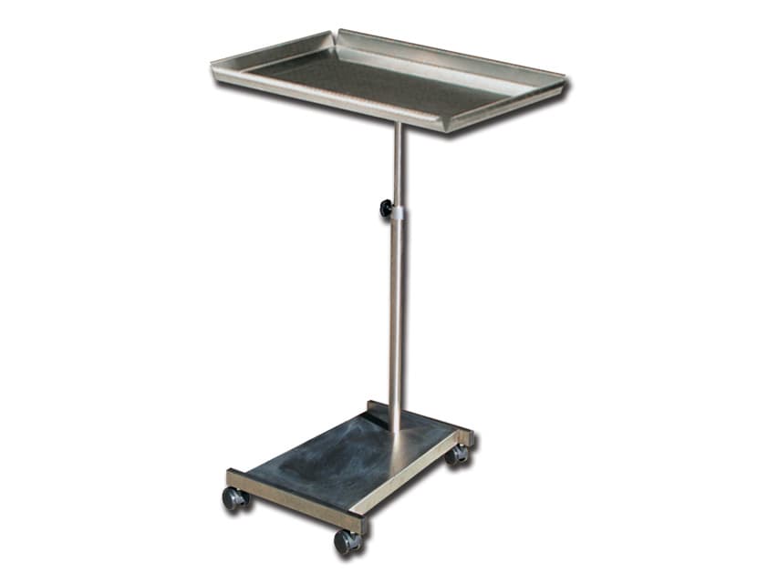 Mayo Table - Stainless Steel Base , Castors, Removable Tray & Adjustable Height
