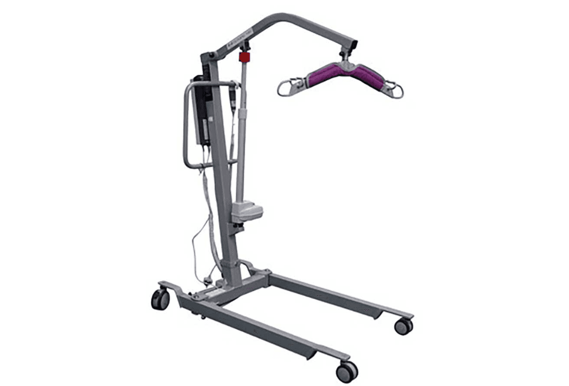 Olympic 180 patient transfer hoist with powered leg opening
