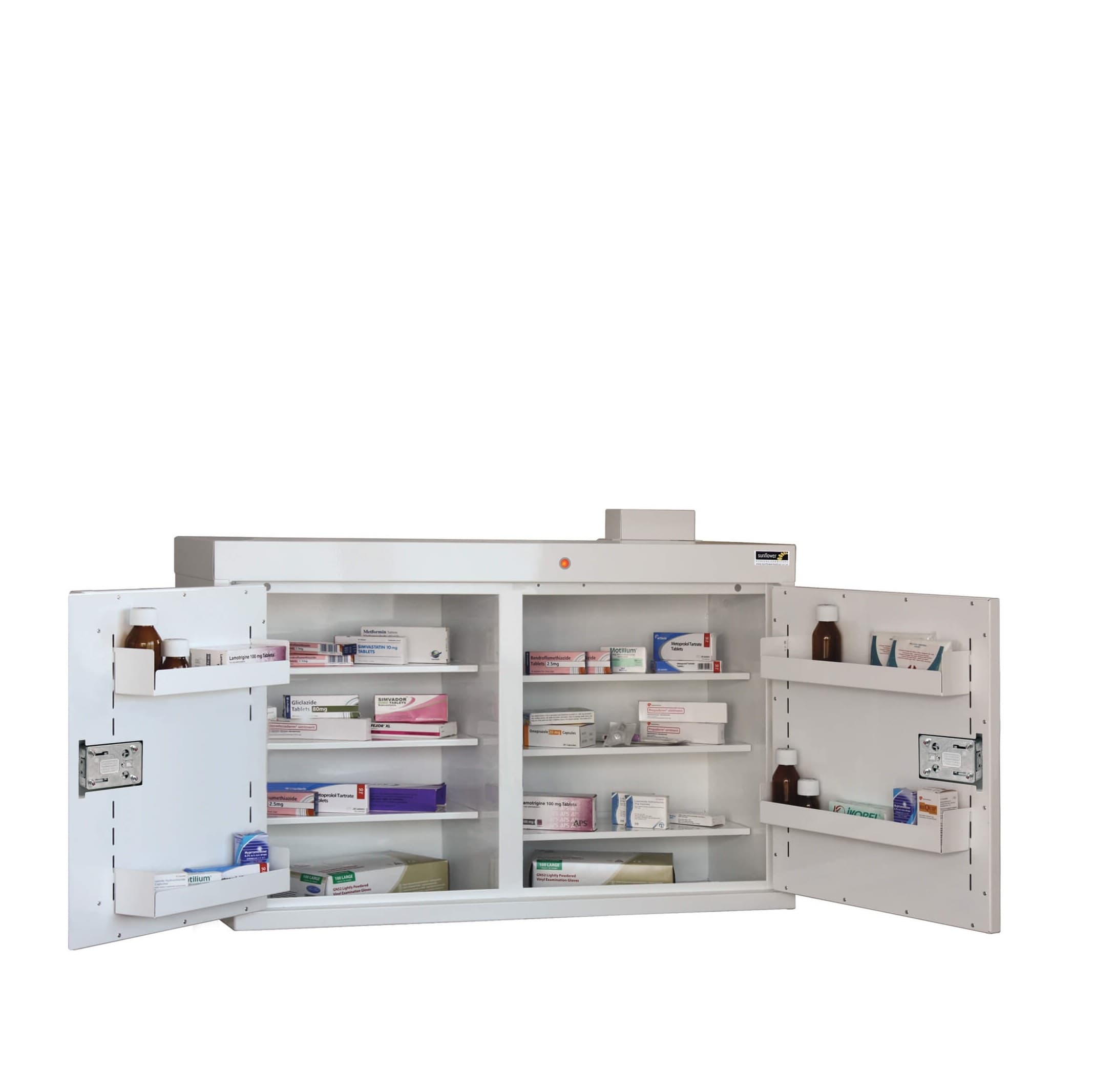 Medicine Cabinet - 6 Shelves & 5 Door Trays, 2 Doors