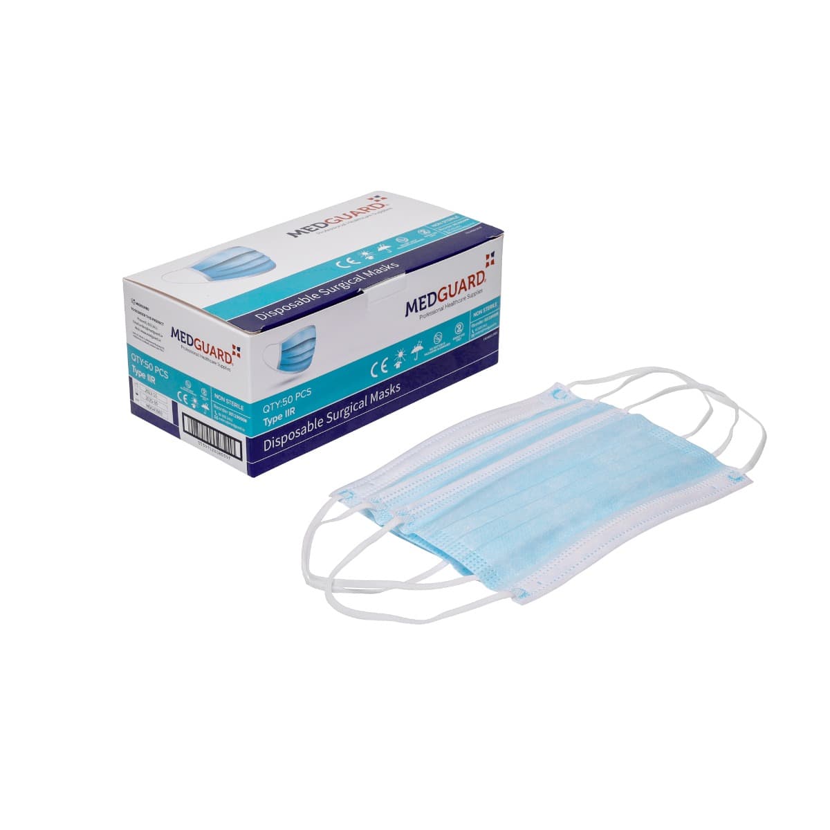 3 Ply Surgical Face Mask Blue with Ear Loops - Fluid Resistant Type IIR (50) 3 Ply Surgical Face Mask Blue with Ear Loops - Fluid Resistant Type IIR (50)