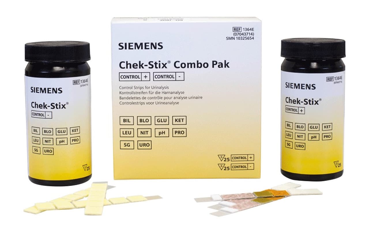 Siemens Clinitek Chek-Stix Control Sticks | Pack of 25 (+ / -) Siemens Clinitek Chek-Stix Control Sticks | Pack of 25 (+ / -)