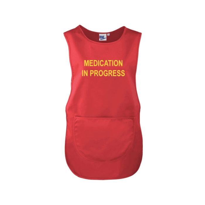 Red Tabard 'Medication in progress' - 3X Large Red Tabard 'Medication in progress' - 3X Large